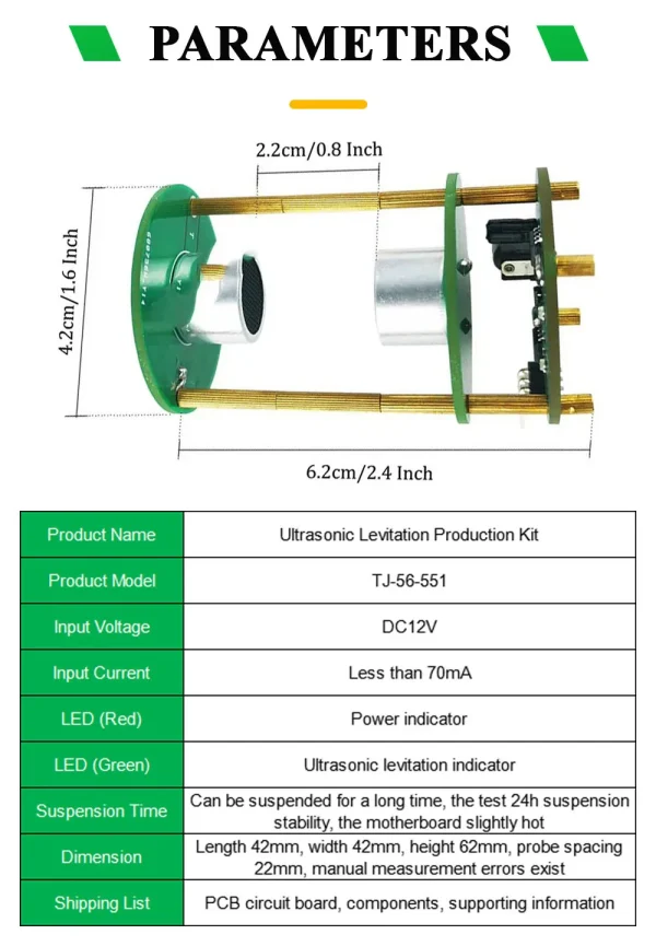 Projet de soudure à monter soi-même Suspension ultrasonique Suspension acoustique Kit électronique Mini lévitateur acoustique 12V pratique de la soudure – Image 8