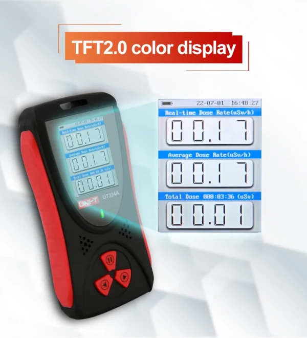 Testeur de rayonnement UNI-T UT334A – Dosimètre numérique à écran couleur – Détection X, bêta, gamma avec alarme sonore – Image 10