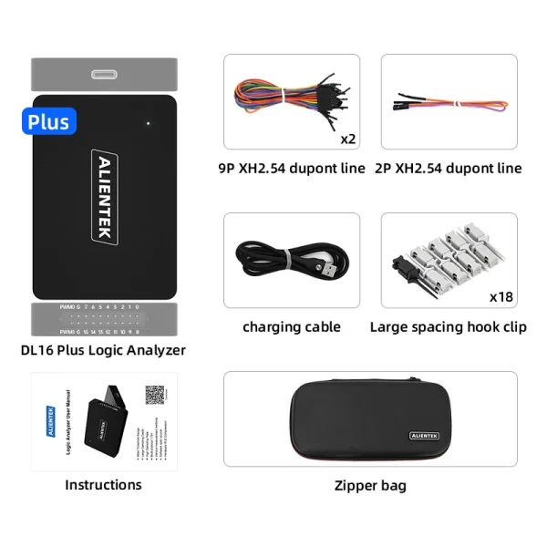 ALIENTEK analyseur logique DL16 250MHz taux d'échantillonnage maximum 16 canaux outils d'analyse logique ARM FPGA logiciel de décodage de protocole de débogage – Image 7