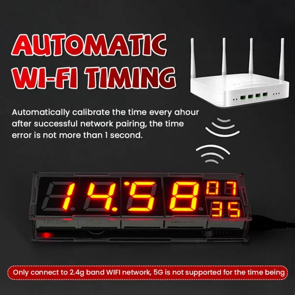 Kit de bricolage horloge réseau électronique WiFi ESP8266 Module 8 bits affichage du Tube numérique temps température alarme Kit de pratique de soudage – Image 4