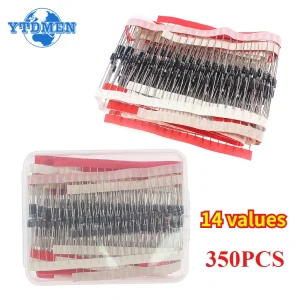 Kit de diodes de redressement Schottky, 14 valeurs, 1N4148, 1N4001, 1N4004, 1N4007, 1N5sedi1N5406, 1N5408, RL207, UF4007, FRknit, FR2071N5817, 350 pièces