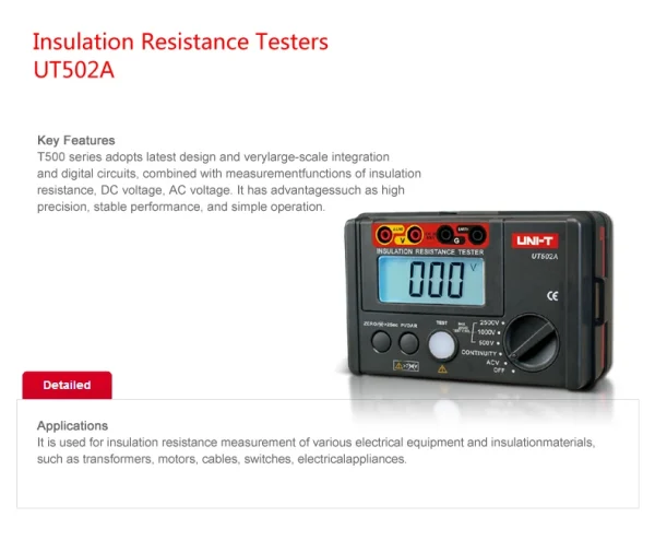 UNI-T UT50pipeline 2500V numérique isolation 02/10/2018 testeur de compteur ohmmètre 402 voltmètre testeur de continuité avec rétroéclairage LCD – Image 6