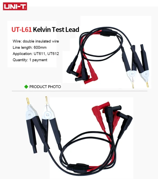 Le câble métallique de mètre de LCR s'applique aux accessoires UT612/UT611 durables La UNI-T UTL61 partie des sondes de fils d'essai de Kelvin agrafe – Image 3