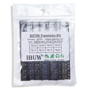 KIT assorti de transistors SMD SOT-89, 8 types au Total X10pcs = 80 pièces, contient 78L05 78L06 78L08 78L09 78L10 78L12 78L15 79L05, nouveau