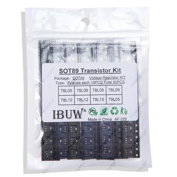 KIT assorti de transistors SMD SOT-89, 8 types au Total X10pcs = 80 pièces, contient 78L05 78L06 78L08 78L09 78L10 78L12 78L15 79L05, nouveau