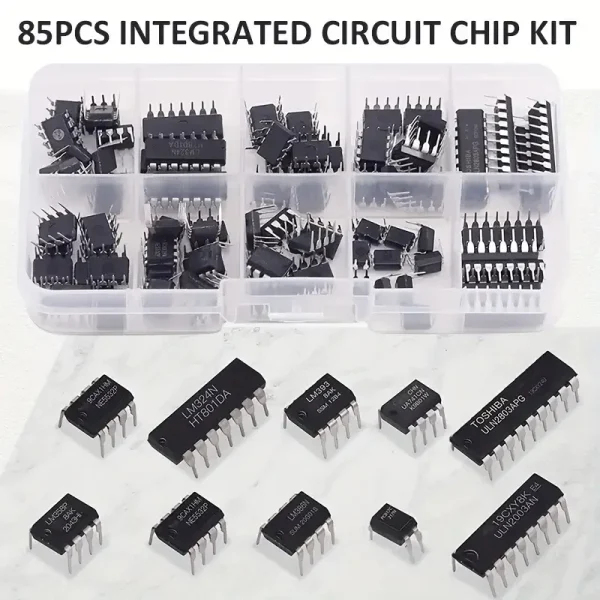 Kit de puces de Circuit intégré 85 pièces, 10 spécifications IC-NE555 IC-LM324 IC-LM358 DIP, kit combiné de minuterie de précision unique