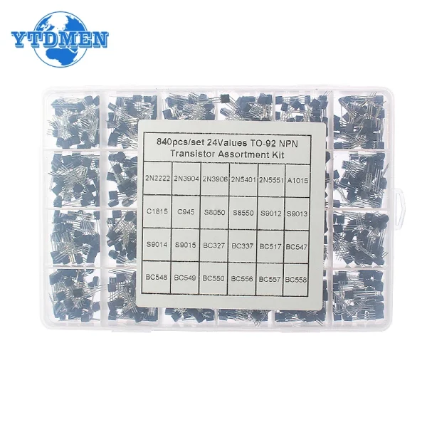 Kit de transistors TO-92, boîte d'assortiment BC547 BC327 BC337 2N2222 3906 C945 PNP/NPN, Kit électronique, 200/480/840 pièces – Image 7