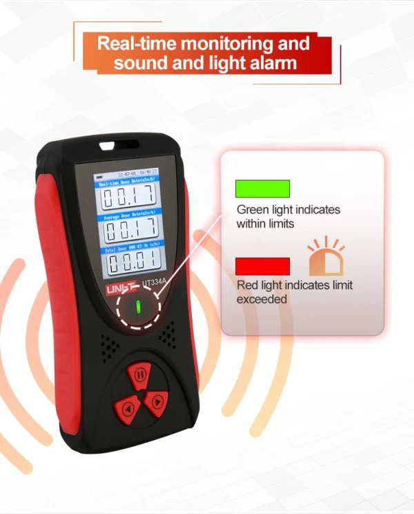 Testeur de rayonnement UNI-T UT334A – Dosimètre numérique à écran couleur – Détection X, bêta, gamma avec alarme sonore – Image 15
