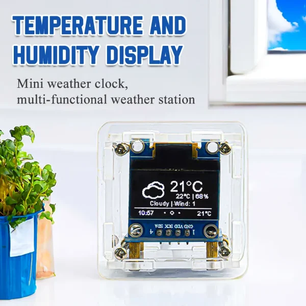 Mini horloge météo numérique WiFi, kit de soudure bricolage, station météo électronique multifonctionnelle, ESP8266 – Image 4