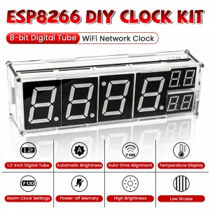 Kit de bricolage horloge réseau électronique WiFi ESP8266 Module 8 bits affichage du Tube numérique temps température alarme Kit de pratique de soudage