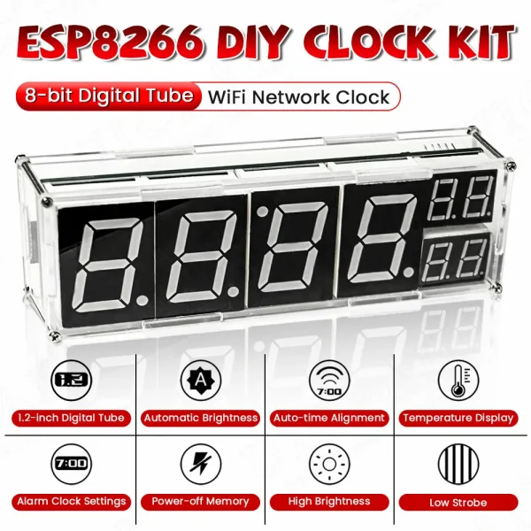 Kit de bricolage horloge réseau électronique WiFi ESP8266 Module 8 bits affichage du Tube numérique temps température alarme Kit de pratique de soudage
