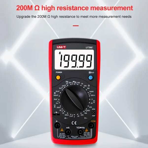 UNI T-Multimètre numérique UT39E, compteur de courant AC DC, voltmètre, testeur de puzzles morts, 1000 points, 20A, 19999 V – Image 3