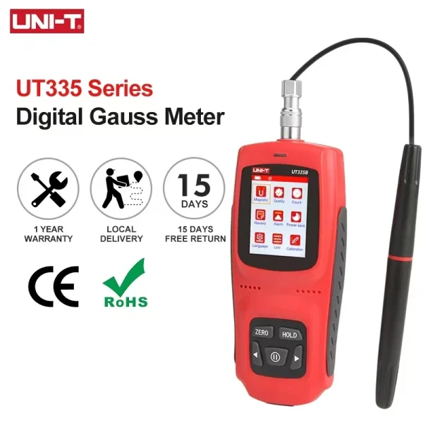 Compteur Gauss numérique portatif UNI-T UT335A UT335B UT335C 0-3000mT, zéro manuel automatique pour la détection de champ magnétique