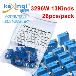 Kit de potentiomètres 26 pièces/ensemble 3296W, 100R 200R 500R 1K 2K 5K 10K 20K 50K 100K 200K 500K 1M, ensemble de résistances variables, 13 valeurs x 2 pièces
