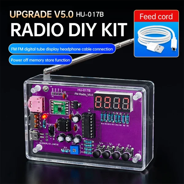 HU-017A RDA5807S Radio Kit FM DIY ￉lectronique Pi￨ces D'apprentissage Ensemble 87-108MHz avec/sans Logement Kit pour Composants ￉lectroniques Partie – Image 17
