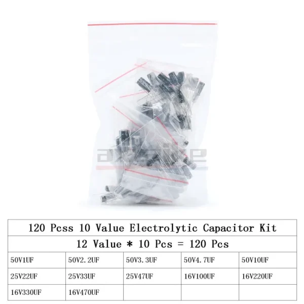 120/200/500 pièces 16V 25V 50V 0.1uF - 1000uF condensateur électrolytique en aluminium Kit assorti boîte 1uF 4.7uF 10uF 47uF 220uF 330uF 470uF – Image 11