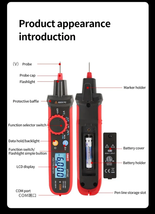 Multimètre numérique automatique de type stylo UNI-T UT118C 600V DC AC Voltmètre True RMS Dead Meter NCV puzzles itance 02/10/2018 Test – Image 19