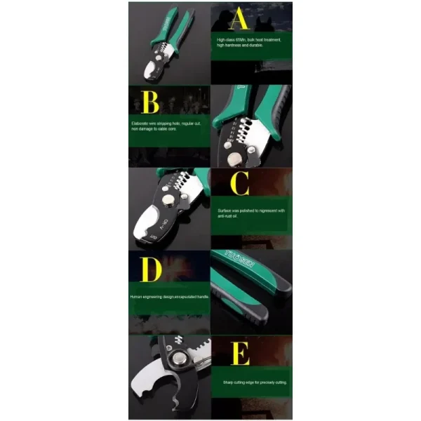 Pince à dénuder le fil de 8 pouces, ciseaux de coupe de câble, pince à dénuder 1.6-4.0mm, outils manuels Ferramentas Herramientas HT2177, 1 pièce – Image 6