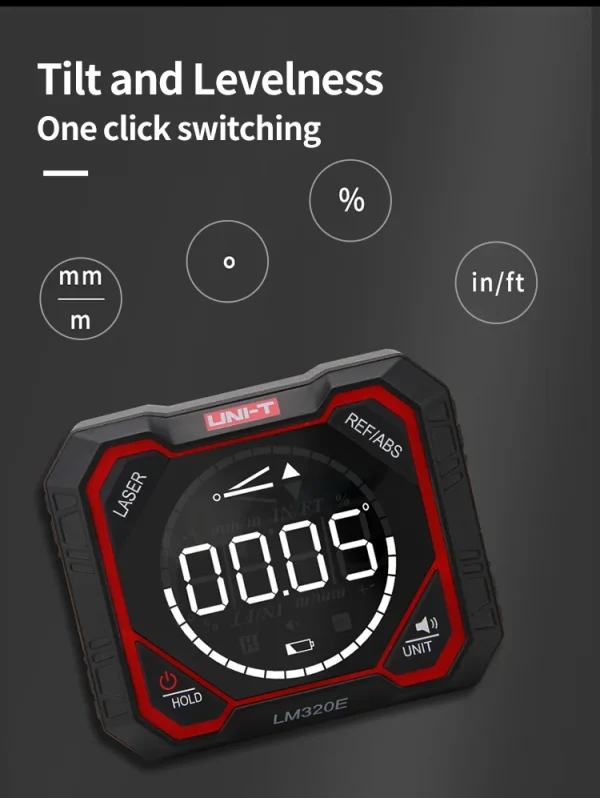 UNI-T LM320A LM320B Compteur d'angle Inclinomètre magnétique LM320F Rapporteur igital Angle Finder Biseau Boîte Outil de mesure d'angle – Image 15