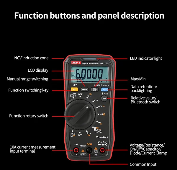 UNI T-Multimètres numériques professionnels UT117C AC DC Voltmètre Ampèremètre True RMS – Image 20