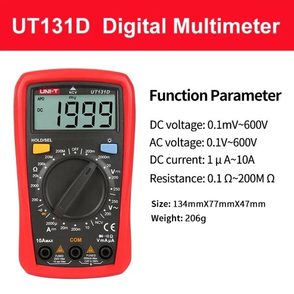 Testeur de multimètre numérique UNI-T Série UT131 Voltmètre AC DC Ampèremètre 2000 Comptes Palm Size Multimetro 02/10/2018 Test de diode – Image 8
