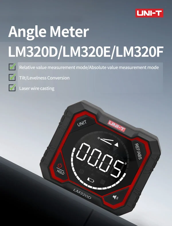 Inclinomètre magnétique UNI-T LM320D LM320E LM320F, détecteur d'angle, rapporteur de niveau numérique, règle 4x90 degrés – Image 10