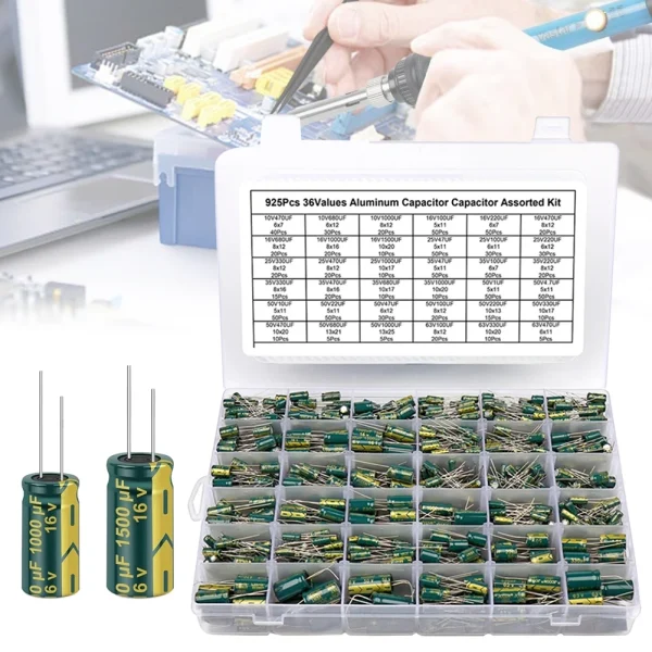 Ensemble de puzzles électrolytiques en aluminium, High Dead Low ESR, Kit WieshammBox, 15 valeurs, 24/36 valeurs, 225 pièces, 460 pièces, 925 pièces – Image 10