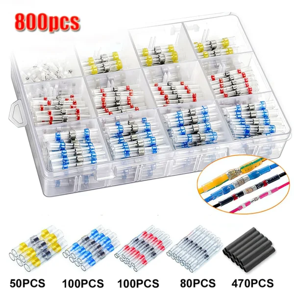 Connecteurs de fil à souder thermorétractables, connecteurs isolés bout à bout, Kit de connecteurs à souder pour automobile et Marine, 50 à 1000 pièces – Image 11