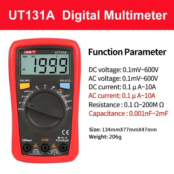 Testeur de multimètre numérique UNI-T Série UT131 Voltmètre AC DC Ampèremètre 2000 Comptes Palm Size Multimetro 02/10/2018 Test de diode – Image 7