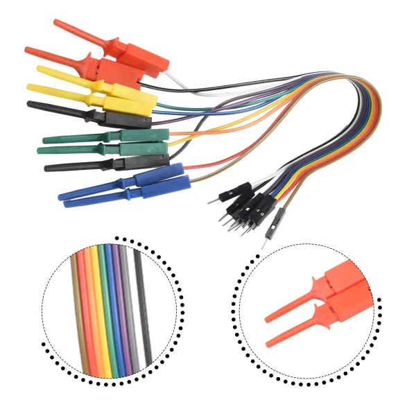 Câble d'analyseur logique 10 broches, 20cm de long, crochet de plomb de Test, pince de câble, sonde 5 couleurs, équipement électrique de Test, haute efficacité, 1 pièce – Image 6