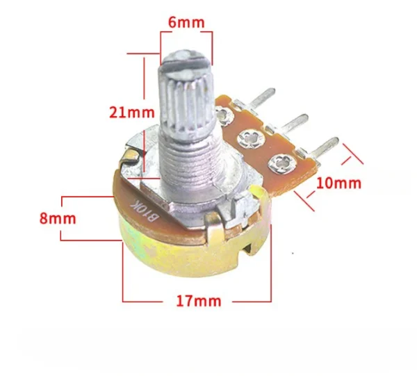 Kit de potentiomètre simple WH148 15MM, 20 ensembles/boîte, B5K/10K/20K/50K/100K avec boutons, jeu d'écrous d'arbre – Image 6