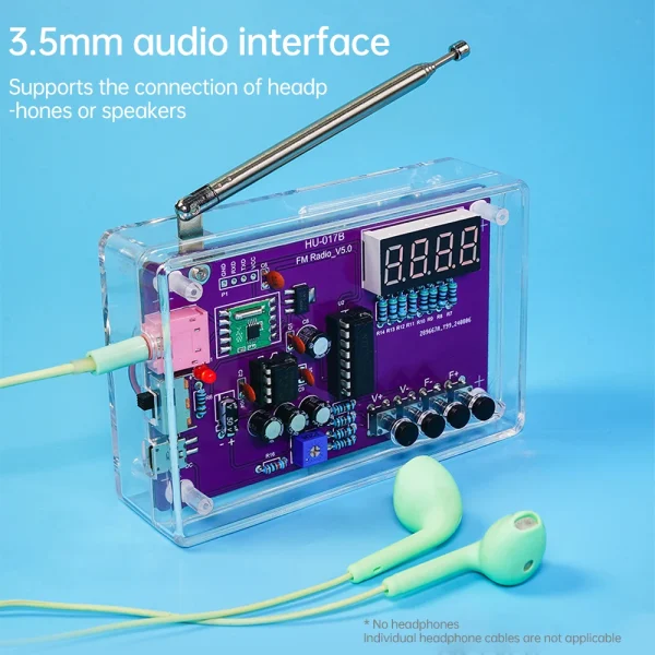 HU-017A RDA5807S Radio Kit FM DIY ￉lectronique Pi￨ces D'apprentissage Ensemble 87-108MHz avec/sans Logement Kit pour Composants ￉lectroniques Partie – Image 22