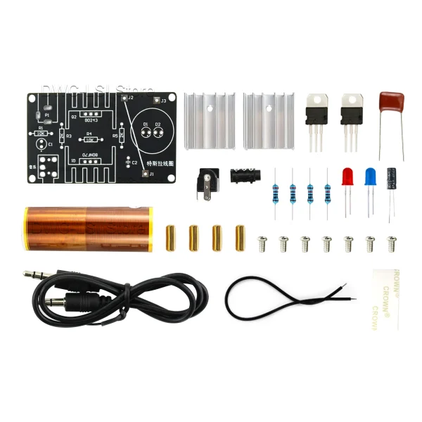 1 ensemble Mini Kit de bobine Tesla 15W Mini musique bobine Tesla haut-parleur Plasma Tesla Transmission sans fil DC 15-24V Kits de bricolage – Image 4