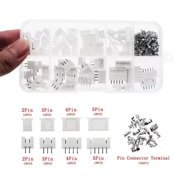 230 pièces 2/3/4/5p Kit de bornes à broches mâles et femelles boîtier en-tête de broche JST XH-2.54 adaptateur de connecteurs à 4 valeurs – Image 2