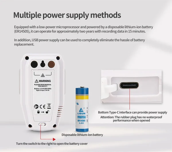 Enregistreur de données d'humidité de la température UNI-T A56 BT Bluetooth Digital Food Therye.com Hygromètre 64000 ensembles Stockage de données IP54 – Image 12