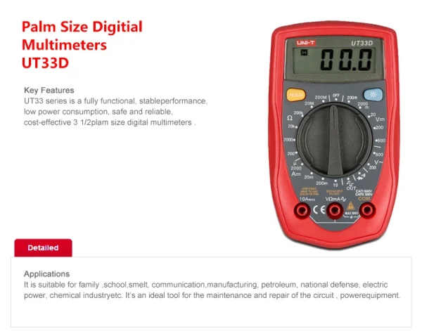 UNI-T UT33D multimètre de poche numérique professionnel AC DC ampèremètre voltmètre testeur de résistance multimètre – Image 6