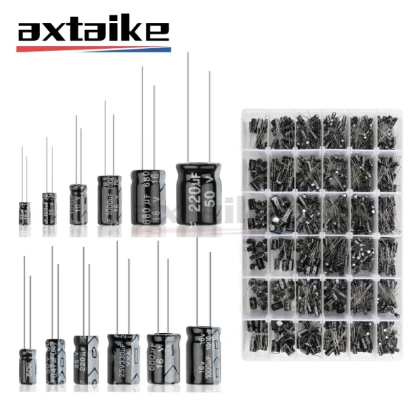 120/200/500 pièces 16V 25V 50V 0.1uF - 1000uF condensateur électrolytique en aluminium Kit assorti boîte 1uF 4.7uF 10uF 47uF 220uF 330uF 470uF