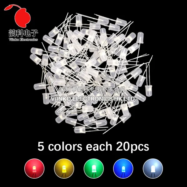 Kit électronique de Diodes électroluminescentes 3MM 5MM, boîte F3 F5, Kit assorti de diodes LED blanc vert rouge bleu jaune Orange – Image 34