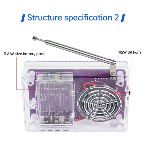 HU-017A RDA5807S Radio Kit FM DIY ￉lectronique Pi￨ces D'apprentissage Ensemble 87-108MHz avec/sans Logement Kit pour Composants ￉lectroniques Partie – Image 18