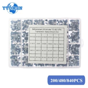 Kit de transistors TO-92, boîte d'assortiment BC547 BC327 BC337 2N2222 3906 C945 PNP/NPN, Kit électronique, 200/480/840 pièces