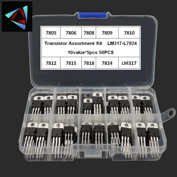 Kit régulateurs de tension LM317T, L78xx – 50 pièces (10 valeurs x 5) – L7805, L7806, L7808, L7812, L7824, etc.