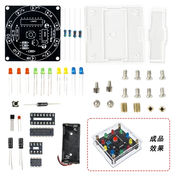 DIY LED Light Lucky Wheel Electronic Kit Electronic Dice Estimation Game DIY Soldering Kit 3Pin Output Pulse NE555 CD4017 3VDIY – Image 3