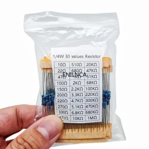 600 pièces/ensemble 30 types 1/4W résistance 1% paquet de résistances à Film métallique Kit assorti 1K 10K 100K 220ohm 1M résistances 300 pièces/ensemble