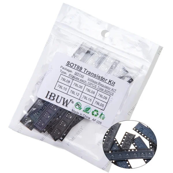 KIT assorti de transistors SMD SOT-89, 8 types au Total X10pcs = 80 pièces, contient 78L05 78L06 78L08 78L09 78L10 78L12 78L15 79L05, nouveau – Image 2