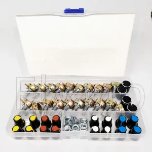 Kit de potentiomètre simple WH148 15MM, 20 ensembles/boîte, B5K/10K/20K/50K/100K avec boutons, jeu d'écrous d'arbre