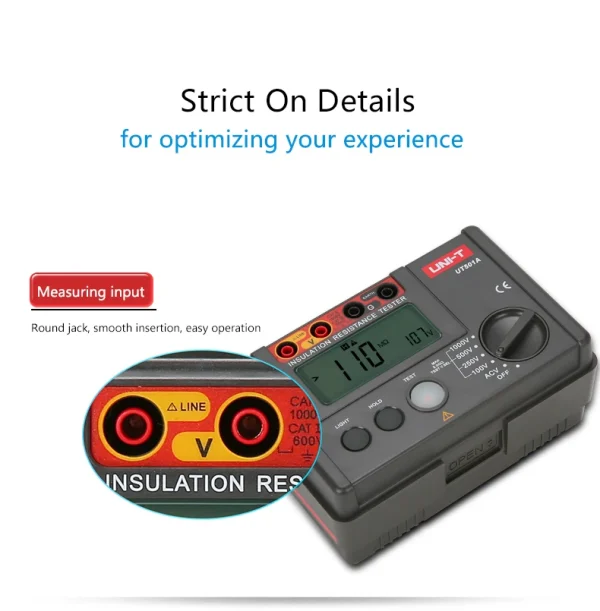 Testeurs de résistance d'isolation UNI-T UT501A, compteur numérique Milliohm 1000V, 5GΩ Ohm, plage automatique – Image 12
