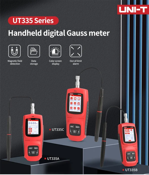 Compteur Gauss numérique portatif UNI-T UT335A UT335B UT335C 0-3000mT, zéro manuel automatique pour la détection de champ magnétique – Image 11
