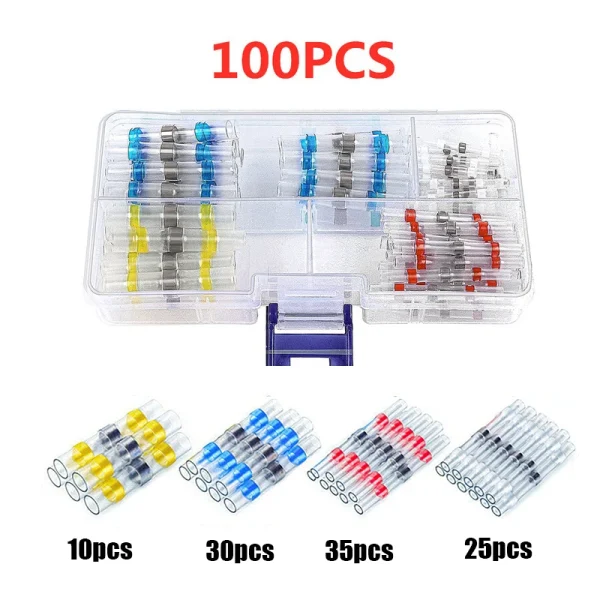 Connecteurs de fil à souder thermorétractables, connecteurs isolés bout à bout, Kit de connecteurs à souder pour automobile et Marine, 50 à 1000 pièces – Image 7
