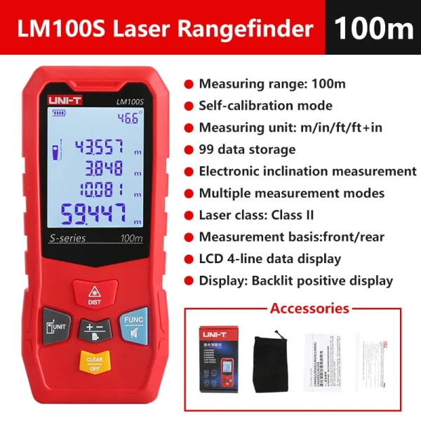 Télémètre Laser UNI-T série LM-S télémètre Laser numérique 40m 50m 60m 80m 100m 120m ruban à mesurer électronique – Image 9