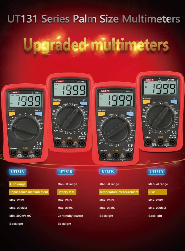 Testeur de multimètre numérique UNI-T Série UT131 Voltmètre AC DC Ampèremètre 2000 Comptes Palm Size Multimetro 02/10/2018 Test de diode – Image 10